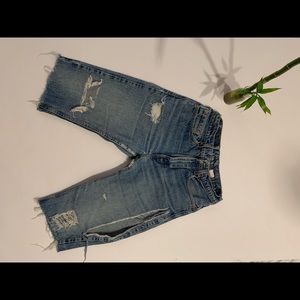 Distressed High Waist Denim Shorts